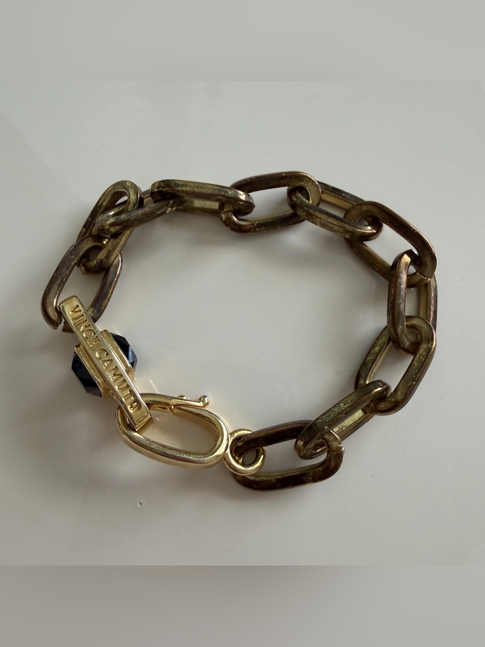 Vince Camuto Chunky Gold Chain Black Stone Statement Bracelet